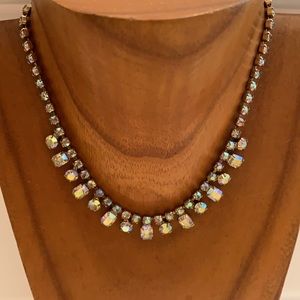 Vintage aurora borealis choker round square shapes. Bridgerton inspired trend